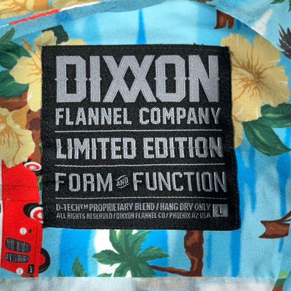 Dixxon Flannel Hawaiian Shirt Adult LARGE Blue Snap On Tools Floral Limited Ed - Picture 4 of 10